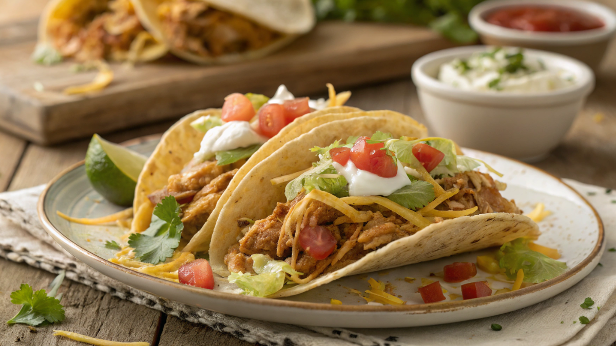 Slow Cooker Queso Chicken Tacos