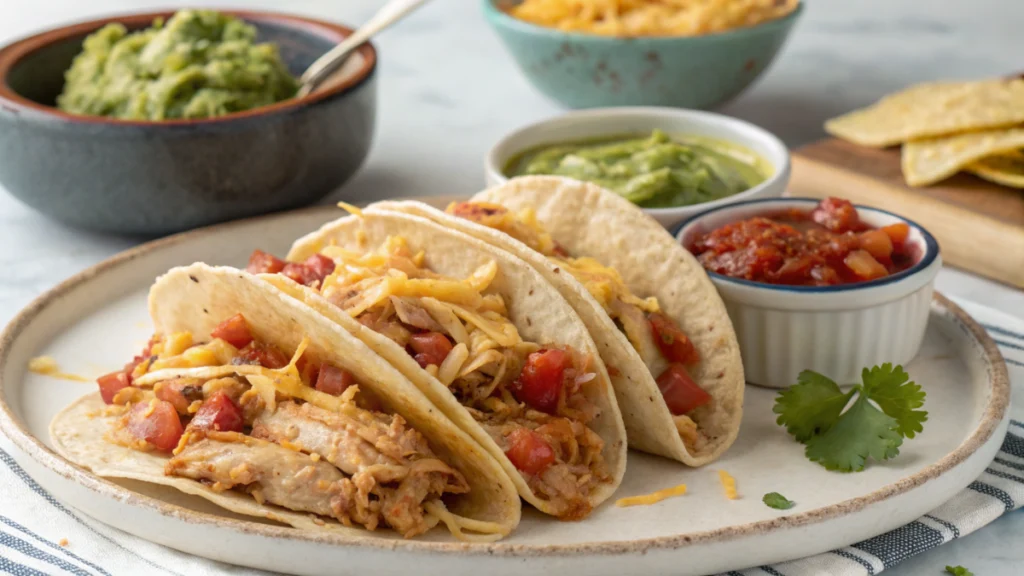 Slow Cooker Queso Chicken Tacos