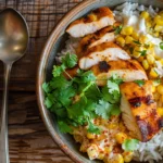 street corn chicken rice bowl